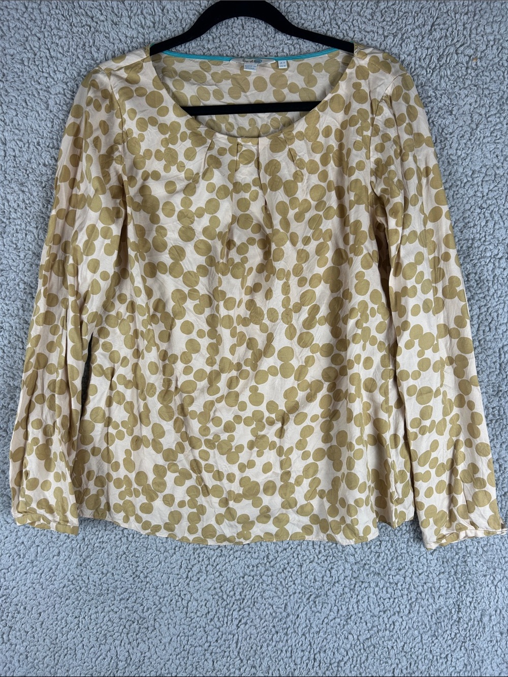 Boden Polka Dot Long Sleeve Lightweight Some Silk  Top Size 10
